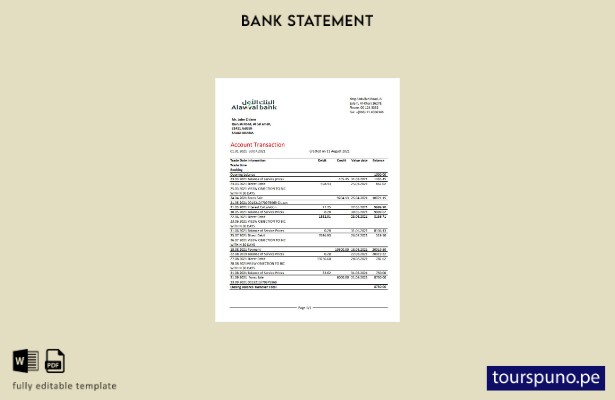 listo para imprimir plantilla de Excel de extracto bancario de Arabia Saudita Al